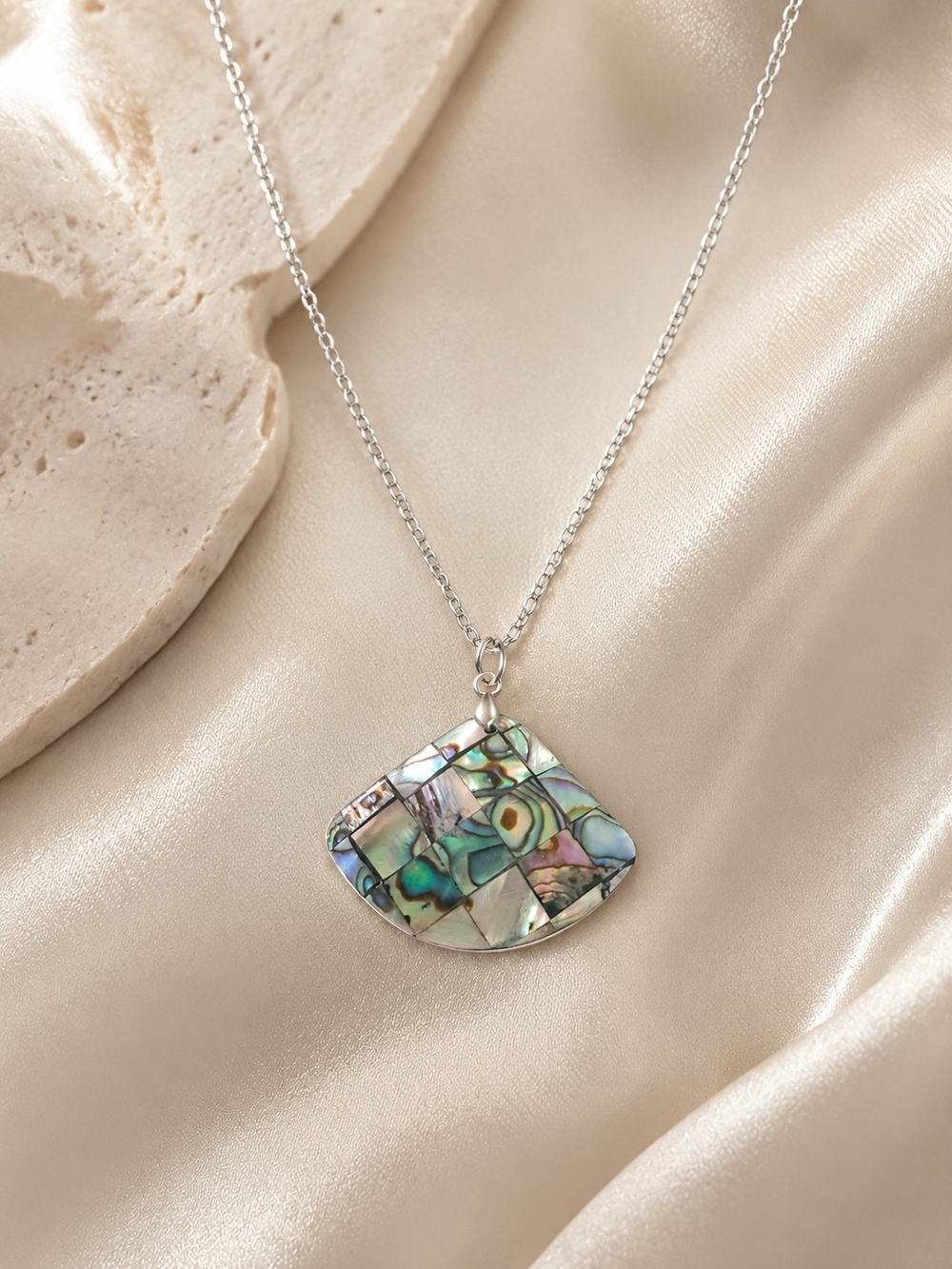 Abalone Mosaic Pendant Necklace